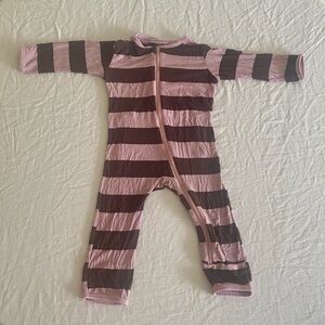 6 - 9 Months Purple Striped Kickee Footless Full Zip One Piece Pajamas